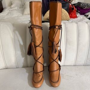 Ulla Johnson Brown Atlas Mocassin Knee-High Boots Size 38.5